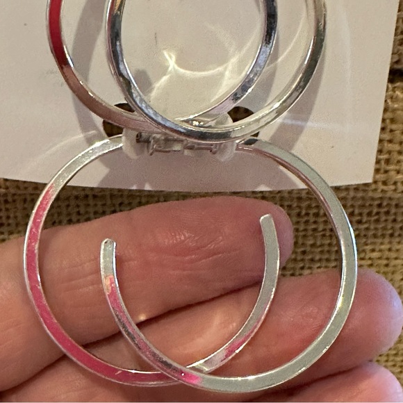 NWT 2 packs -4 total pairs of silver tone earrings. Dress Barn coins; 3 pr hoops - Picture 8 of 11
